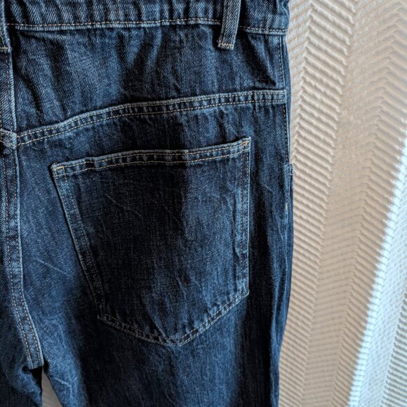 Zara Horseshoe Barrel Jeans Size 8 High Waist Sculpted Leg Dark Blue Wash Denim - Picture 11 of 11